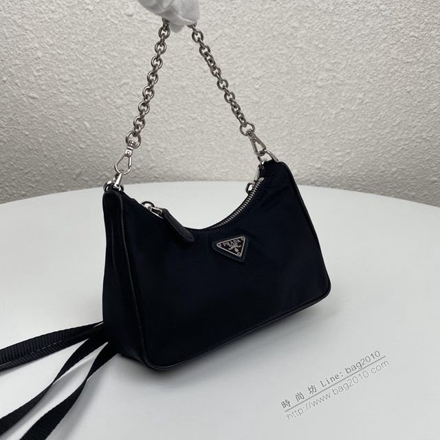 prada女包 普拉達新款mini Hobo黑色手拎包 1TT122 Prada單肩斜挎包 Prada三合一腋下包  pyd2354